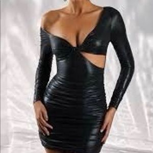 Oh Polly black leather dress